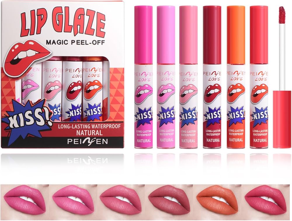 KISS! LIP GLAZE MAGIC PEEL OFF LIPSTICS (Pack of 6)